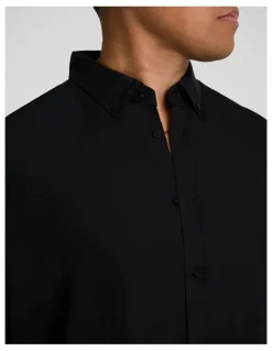 Johnny Bigg Bobby Relaxed Viscose Shirt in Black