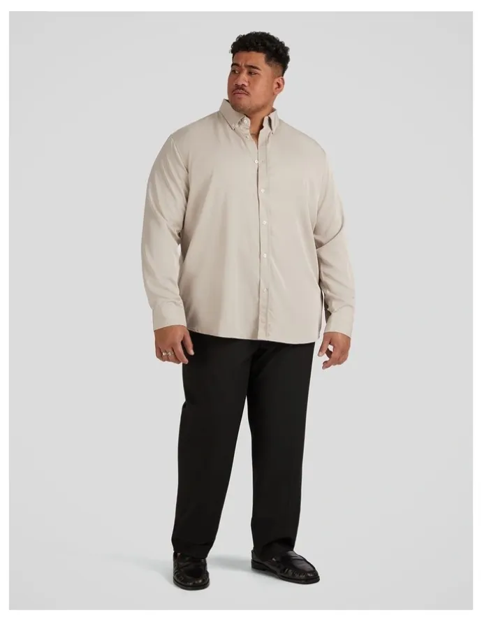 Johnny Bigg Bobby Relaxed Viscose Shirt in Stone