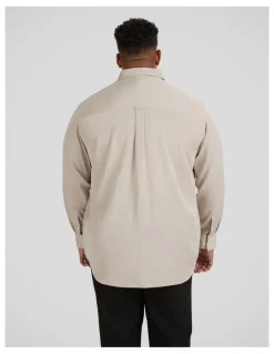 Johnny Bigg Bobby Relaxed Viscose Shirt in Stone