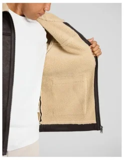 Johnny Bigg Bomber Sherpa Jacket in Chocolate