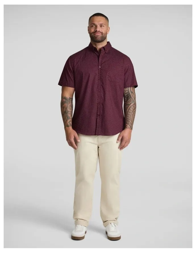 Johnny Bigg Butler Stretch Shirt in Burgundy