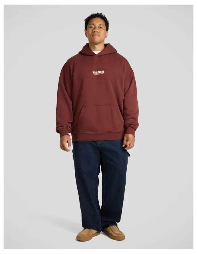 Johnny Bigg Collective Relaxed Fit Hoodie in Ox Blood