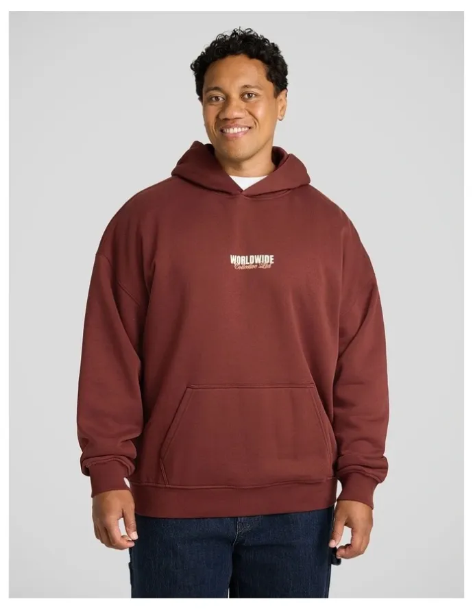 Johnny Bigg Collective Relaxed Fit Hoodie in Ox Blood