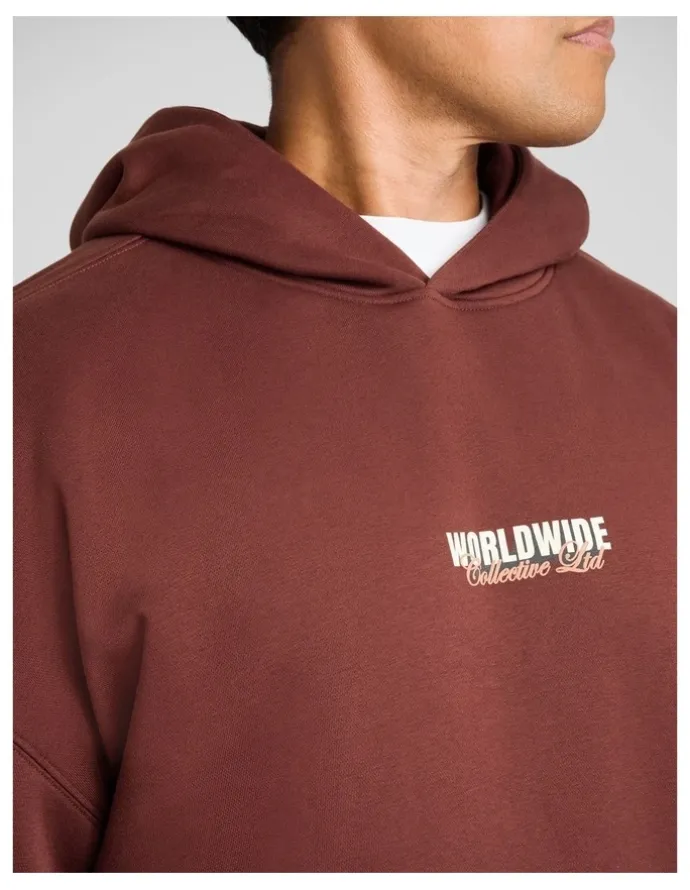 Johnny Bigg Collective Relaxed Fit Hoodie in Ox Blood