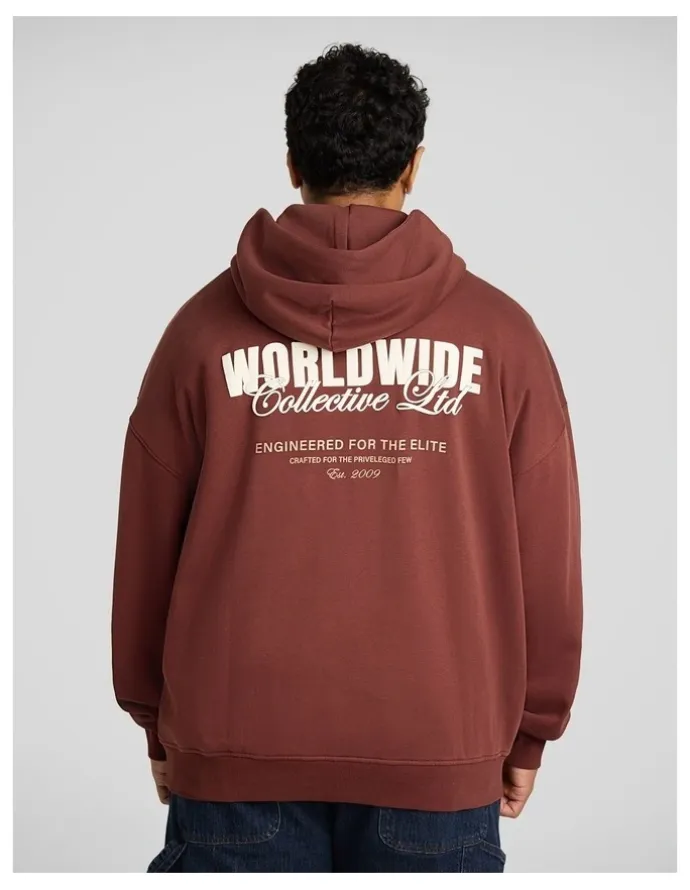 Johnny Bigg Collective Relaxed Fit Hoodie in Ox Blood