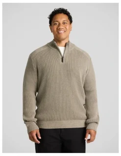 Johnny Bigg Dempsey 1/4 Zip Sweater in Mushroom