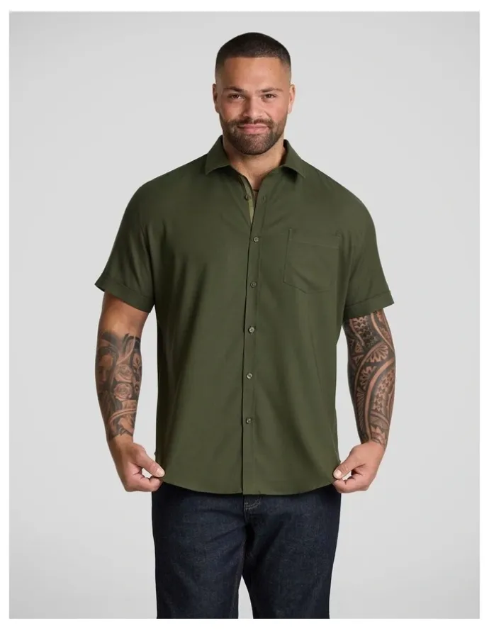 Johnny Bigg Deniro Stretch Shirt in Olive
