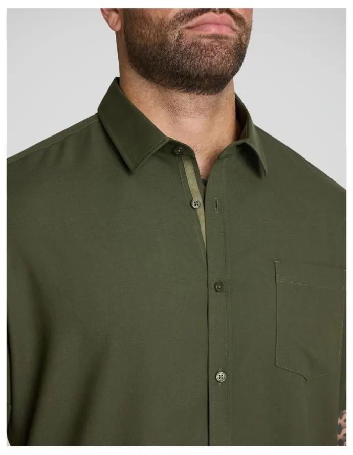 Johnny Bigg Deniro Stretch Shirt in Olive