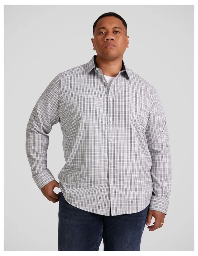 Johnny Bigg Easy Care Check Shirt in Grey