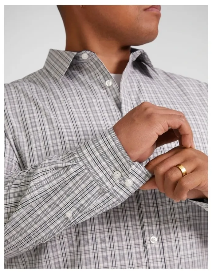 Johnny Bigg Easy Care Check Shirt in Grey