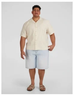 Johnny Bigg Embroided Boxy Fit Shirt in Ecru