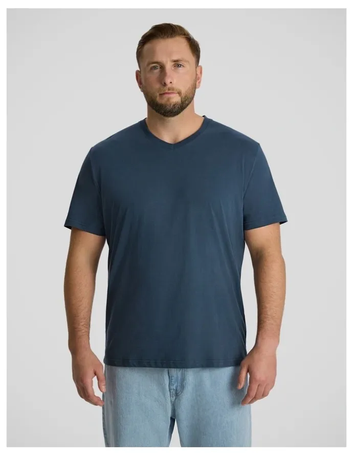 Johnny Bigg Essential V Neck Tee in Midnight Blue
