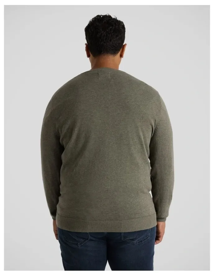 Johnny Bigg Essential V-Neck Sweater in Green Marle