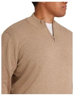 Johnny Bigg Everyday 1/4 Zip Sweater in Camel
