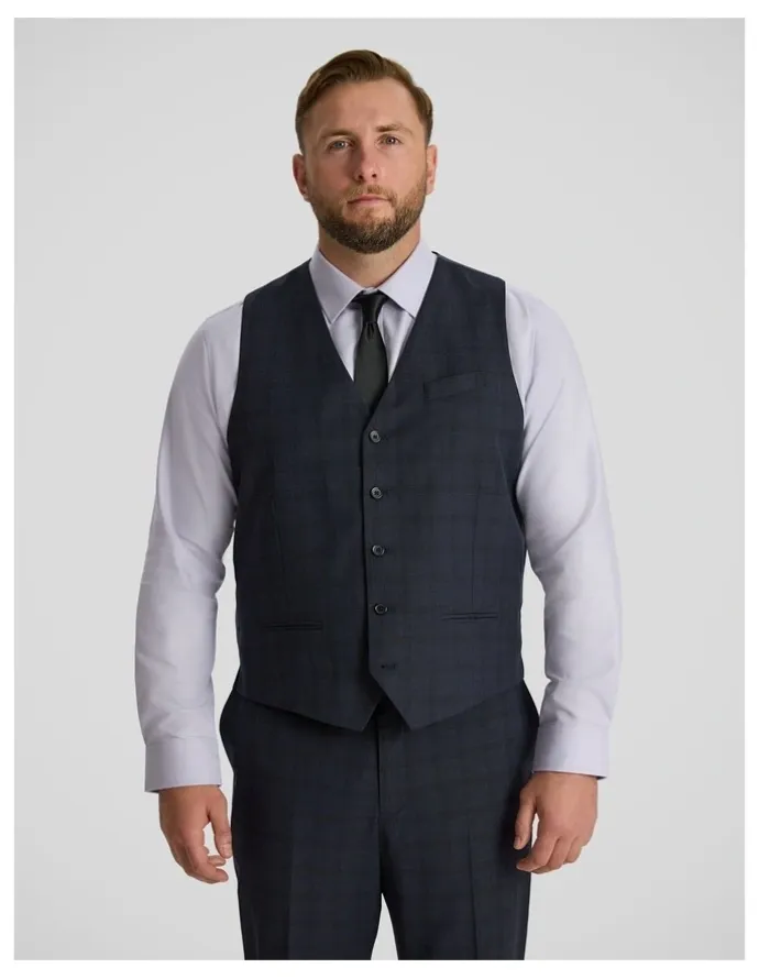 Johnny Bigg Henry Check Stretch Waistcoat in Ink