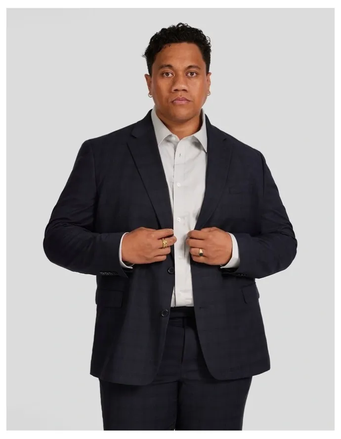Johnny Bigg Henry Check Stretch Suit Jacket in Ink