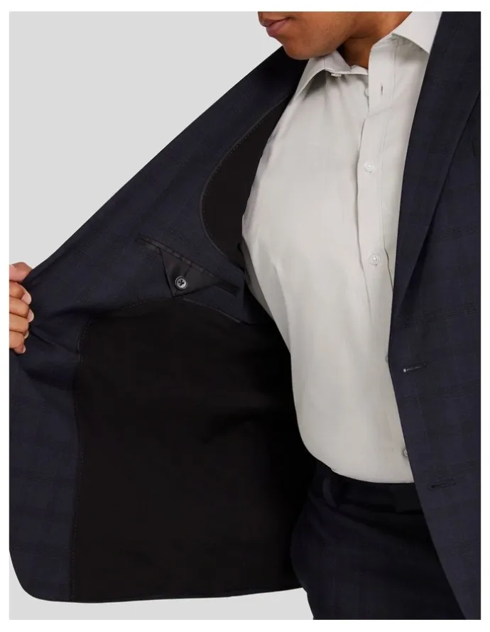 Johnny Bigg Henry Check Stretch Suit Jacket in Ink