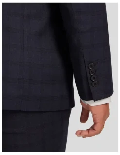 Johnny Bigg Henry Check Stretch Suit Jacket in Ink