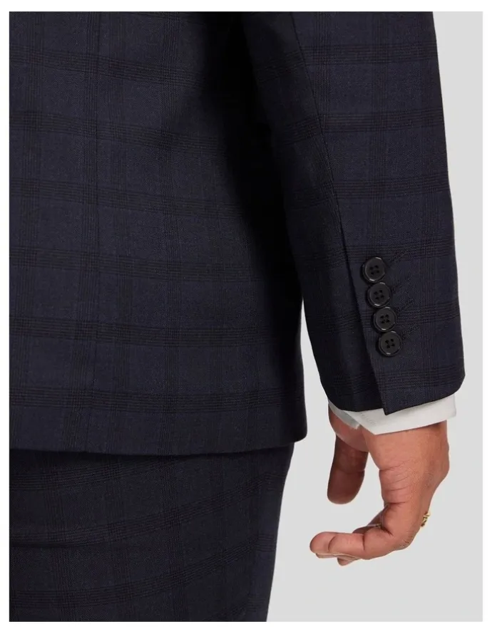Johnny Bigg Henry Check Stretch Suit Jacket in Ink