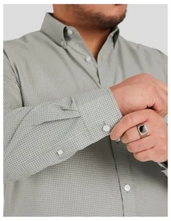 Johnny Bigg Jaxon Easy Care Check Shirt in Sage Green