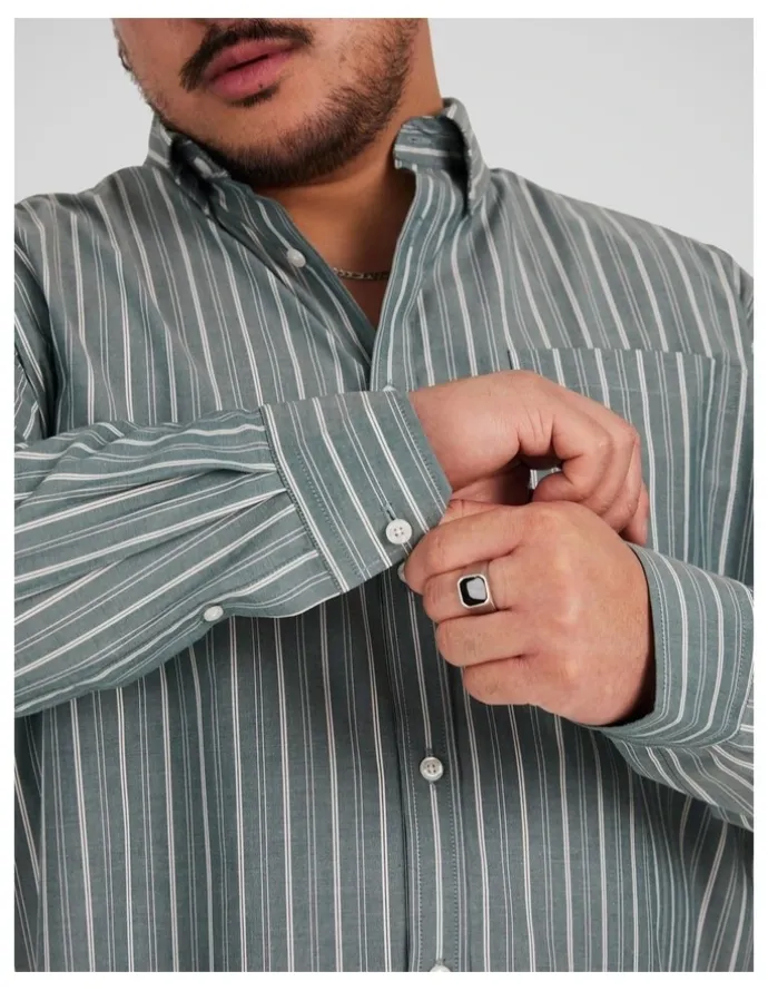 Johnny Bigg Joey Stripe Relaxed Shirt in Green