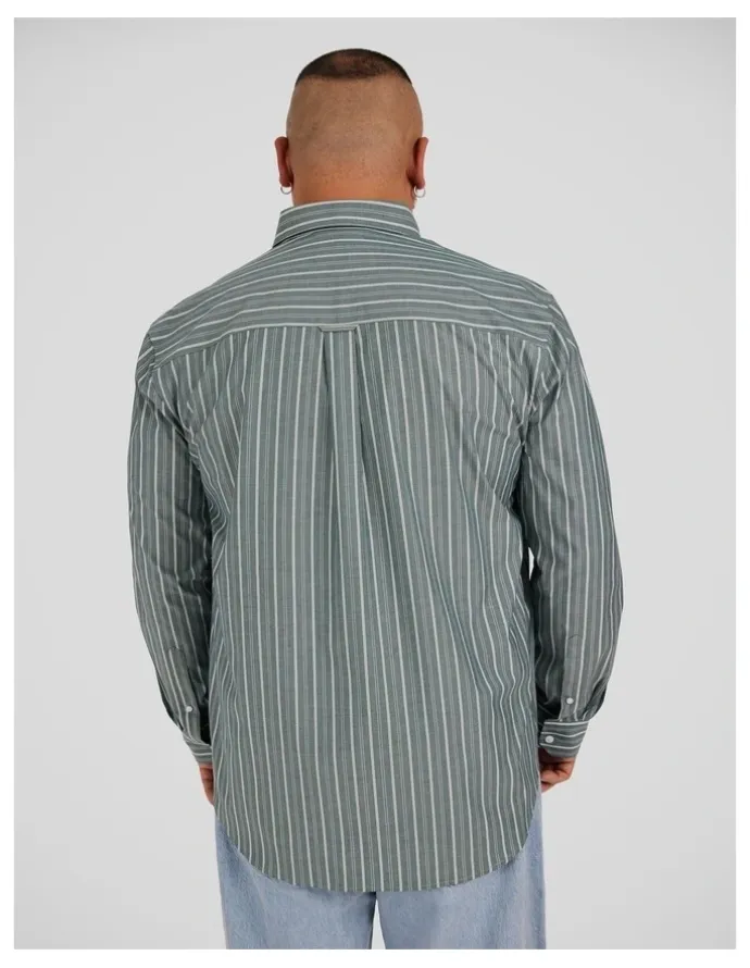 Johnny Bigg Joey Stripe Relaxed Shirt in Green