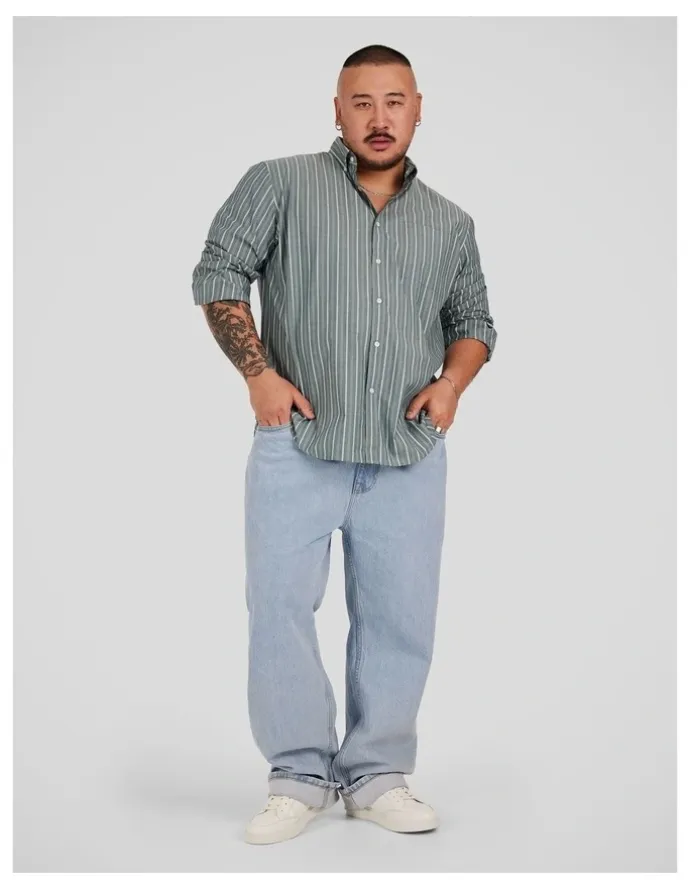 Johnny Bigg Joey Stripe Relaxed Shirt in Green