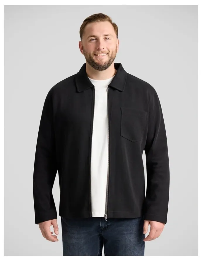 Johnny Bigg Lars Rib Zip Thru Sweat Top in Black