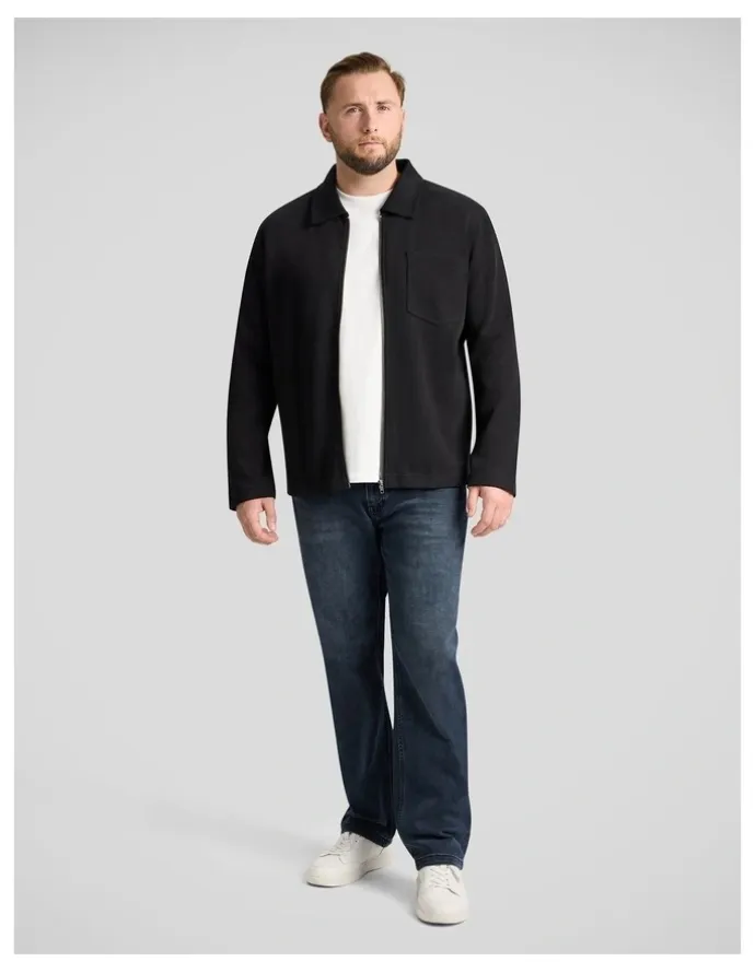 Johnny Bigg Lars Rib Zip Thru Sweat Top in Black