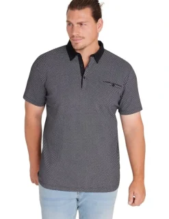 Johnny Bigg Leo Print Polo Shirt in Black