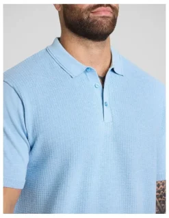 Johnny Bigg Myles Knitted Polo in Blue Marle