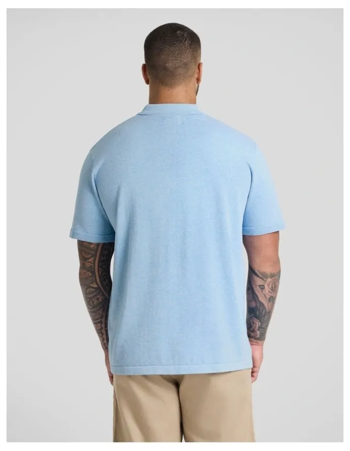 Johnny Bigg Myles Knitted Polo in Blue Marle