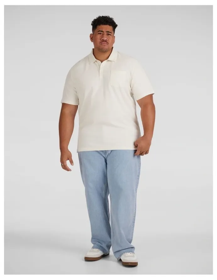 Johnny Bigg Oliver Textured Polo Shirt in Ivory