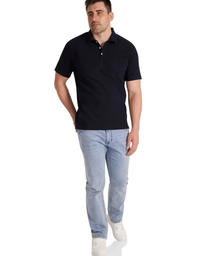 Johnny Bigg Oliver Textured Polo in Navy