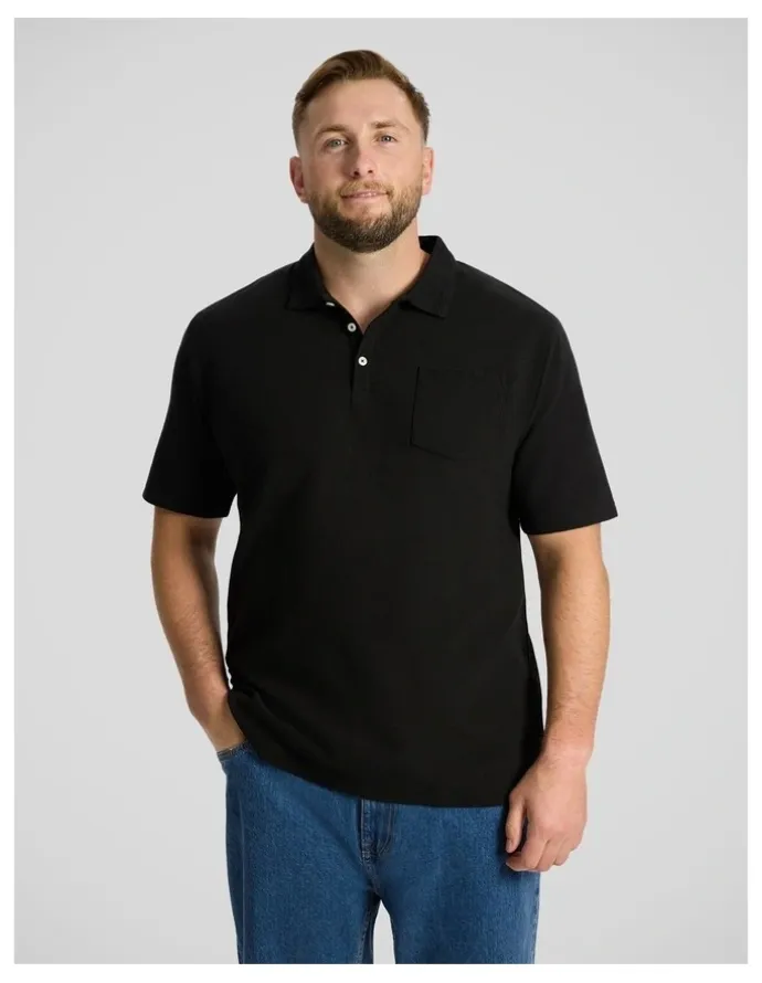 Johnny Bigg Oliver Textured Polo in Black