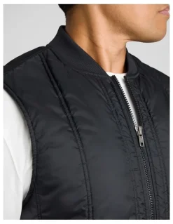 Johnny Bigg Panel Zip Thru Vest in Black