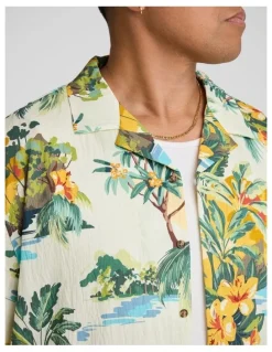 Johnny Bigg Paradise Palm Relaxed Shirt in Ecru