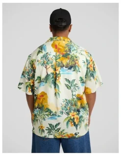Johnny Bigg Paradise Palm Relaxed Shirt in Ecru