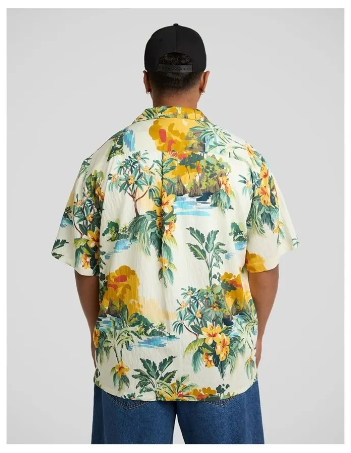 Johnny Bigg Paradise Palm Relaxed Shirt in Ecru