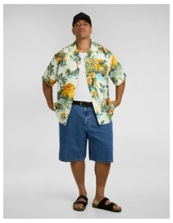 Johnny Bigg Paradise Palm Relaxed Shirt in Ecru