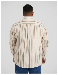 Johnny Bigg Percy Stripe Linen Shirt in Bronze