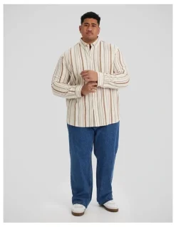 Johnny Bigg Percy Stripe Linen Shirt in Bronze