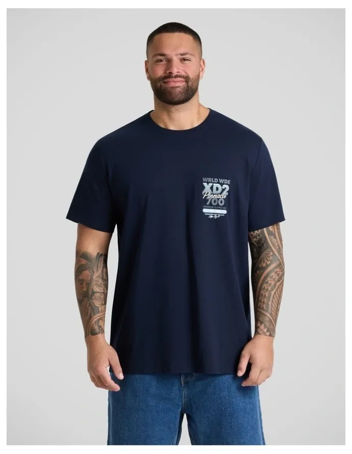 Johnny Bigg Pinnacle Longline Tee in Navy