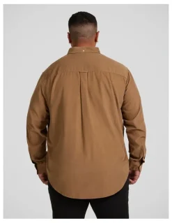 Johnny Bigg Relax Fit Fine Cord Shirt in Camel