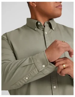 Johnny Bigg Relax Fit Twill Shirt in Sage