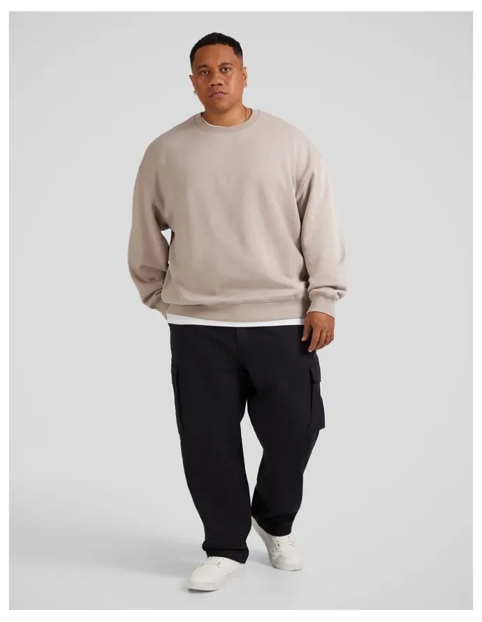 Johnny Bigg Relaxed Fit Crew Sweater in Stone