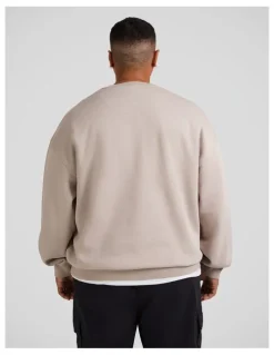 Johnny Bigg Relaxed Fit Crew Sweater in Stone