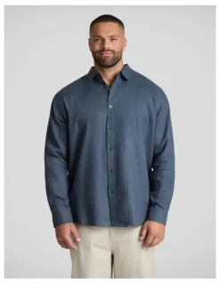 Johnny Bigg Resort Relaxed Fit Linen Shirt in Petrol