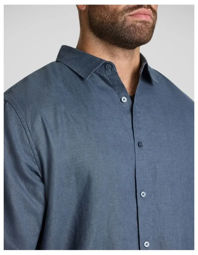 Johnny Bigg Resort Relaxed Fit Linen Shirt in Petrol