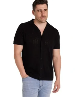 Johnny Bigg Rombus Knit Shirt in Black